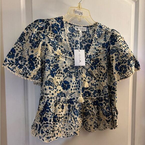 Jessica Simpson Boho Floral Top sz XS - Picture 1 of 4